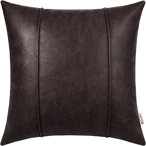 Miniatura 19 de BRAWARM Fundas de Almohadas Decorativas de Cuero Plateado 22 X 22 Pulgadas - Funda de Almohada de Cuero Sintético con Vivo, Almohada Decorativa