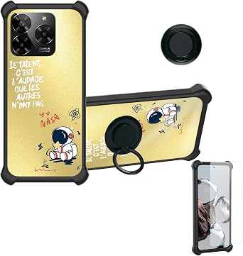 jioeuinly Case Compatible for General Mobile GM Era 50 Phone Case Cover [with Tempered Glass Screen Protector][Hard PC + Soft Silicone][Ring Support] [Golden Reflect Light] DJH-YHY