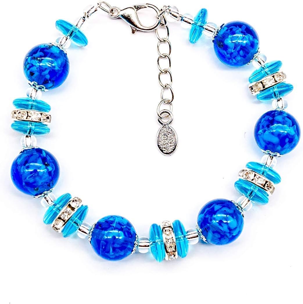 Authentic Murano Glass Bracelet Handmade In Italy Aventurine Glass Beads Hand Blown Glass