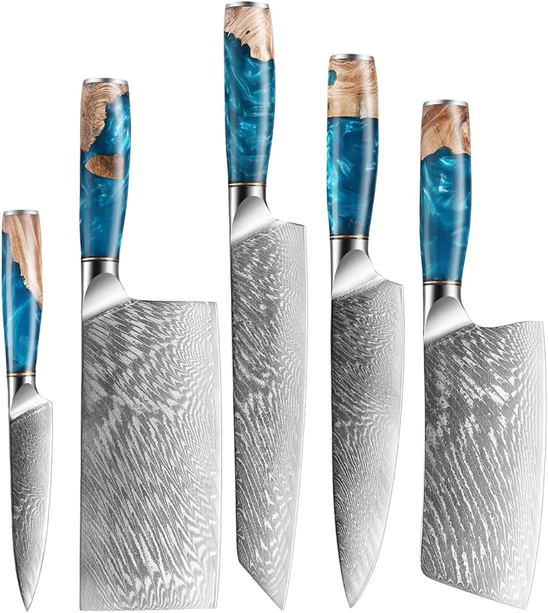 Set Cuchillos Cocina 5 Piezas Acero Inoxidable Forjado