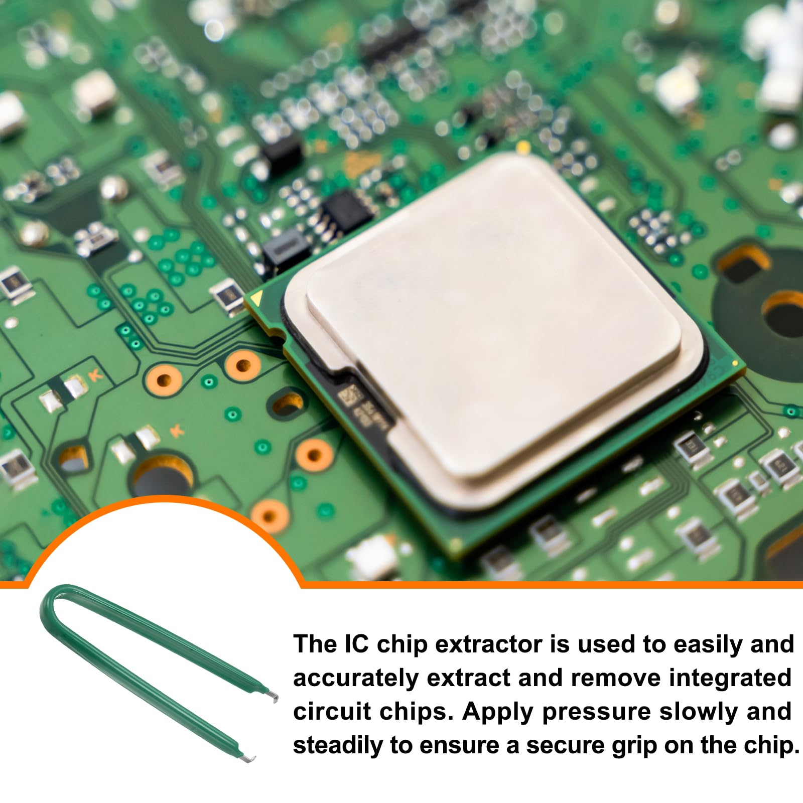 QUARKZMAN 3 sztuki IC-Chip Extraktor IC szczypce w kształcie litery U, stal nierdzewna, z izolowanym uchwytem winylowym, elementy płyty głównej, elementy obwodów obwodowych, ekstraktor chipów do