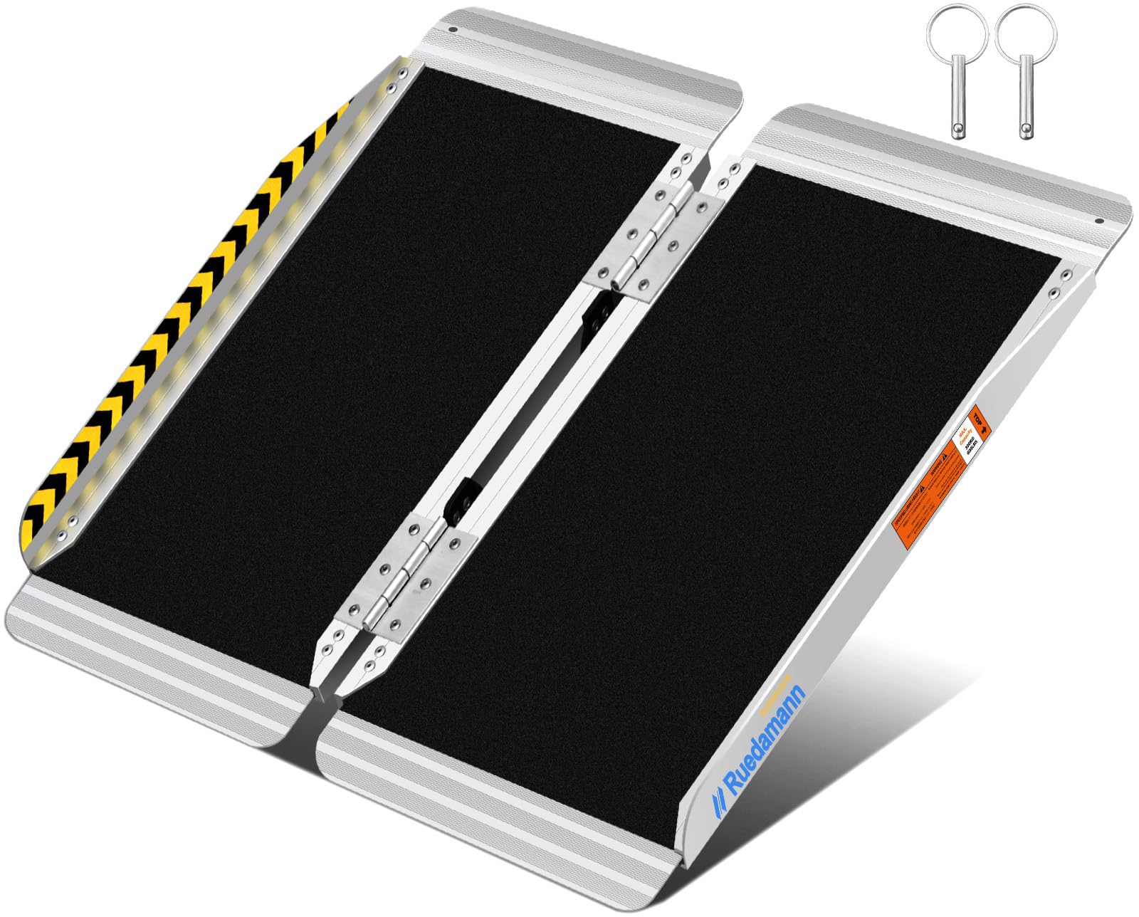 Ruedamann 2FT Portable Wheelchair Ramp, Folding Handicap Ramps for Home Entry, Aluminum Wheelchair Ramps for Doorways, Steps, Stairs, Scooters, Power Wheelchairs, Strollers