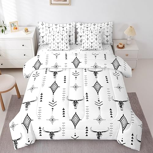 Western Aztec 7 Pcs Comforter Set Queen Size Bull Skull Shee