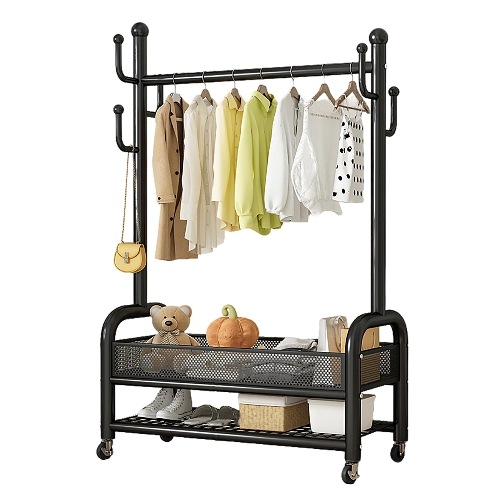 Portant à vêtements en métal pour chambre et bureau penderie noire