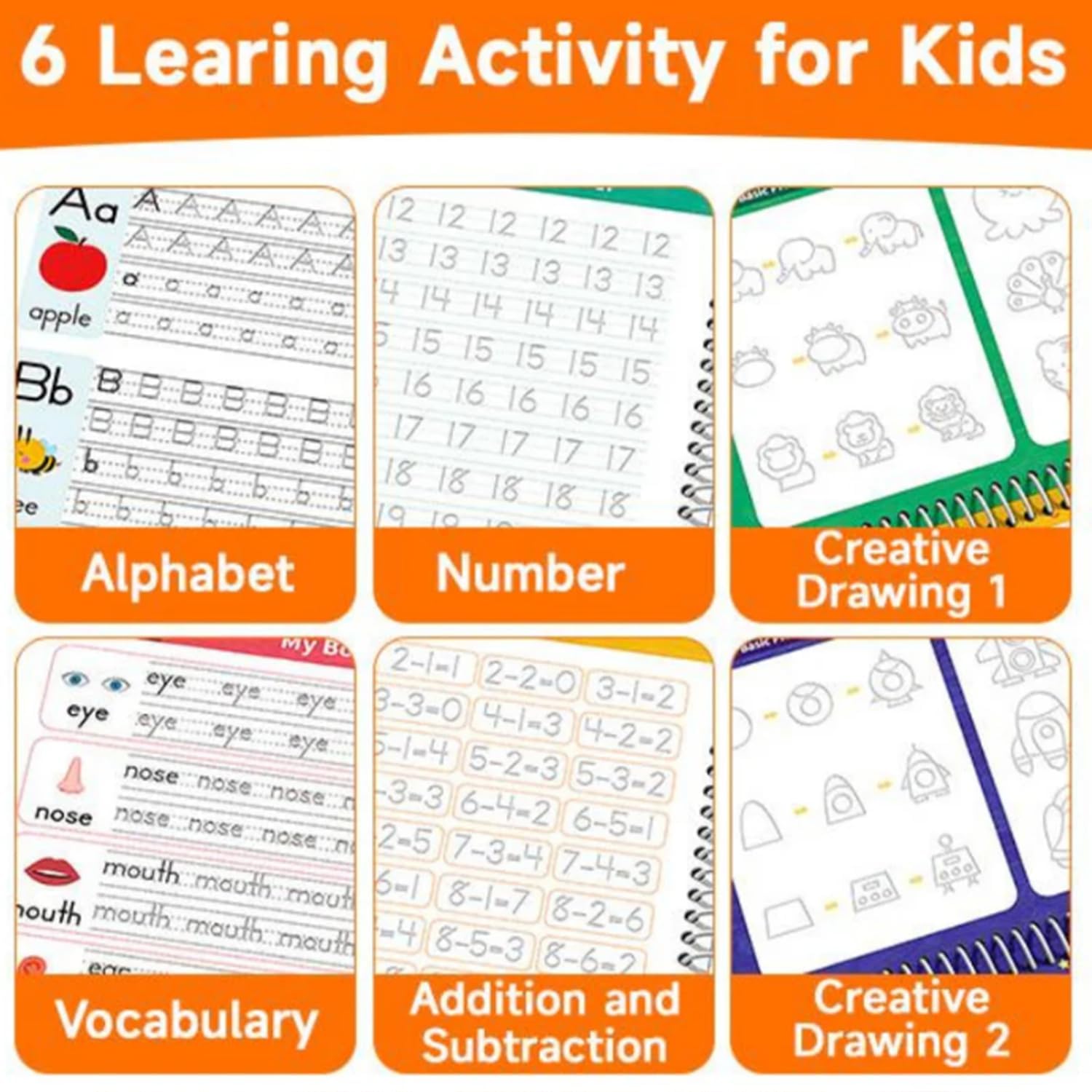 FAFVI Workbook: Fast-Track Young Minds, Tiny Thinkers Workbook, Workbooks Grooved, Reusable Magic Copybooks, Learn to Write Number Letter Tracing