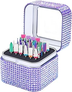 Nail Drill Bit Holder, Dustproof Rhinestones Drill Bit Organizer Case 30 Holes Efile Nail Tech Bits Storage Container Box Manicure Tools E file Accessories Collector for Salon, Travel, Home(Only Box)