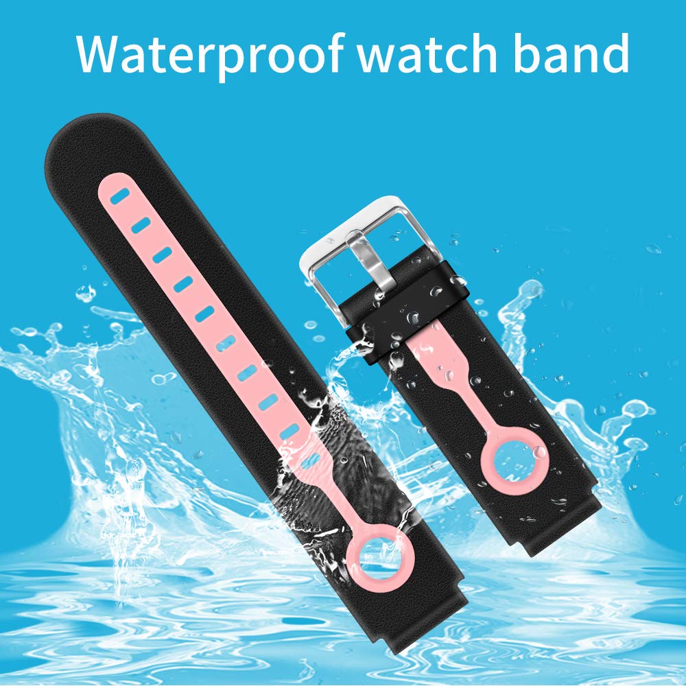 Kidizoom DX2 Cinturino di Ricambio in Silicone 16 mm per Smartphone Bambini (Nero-Rosa)