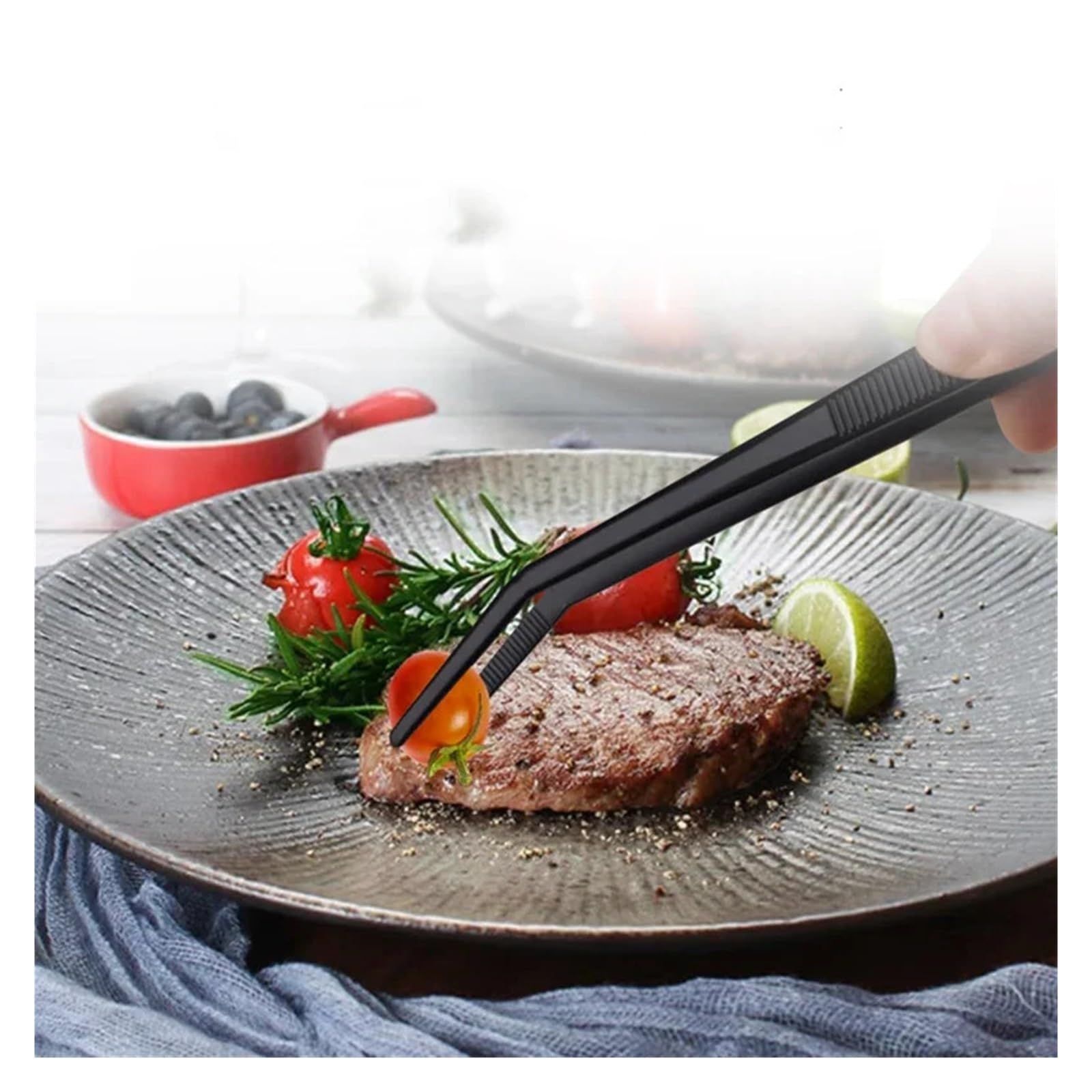 8/12-Zoll-Edelstahl-Küchenzange, kulinarische Pinzette for Grillen – Food-Styling-Backdekoration(12-Inch 3Pcs)