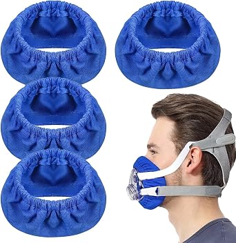 4 Pcs CPAP Mask Liners,Soft Mask Cushion Covers for CPAP Reusable Face Cushion Pads Elastic Mask Liners Reduces Air Leaks Fits for Most Full Face CPAP Masks,CPAP Accessories