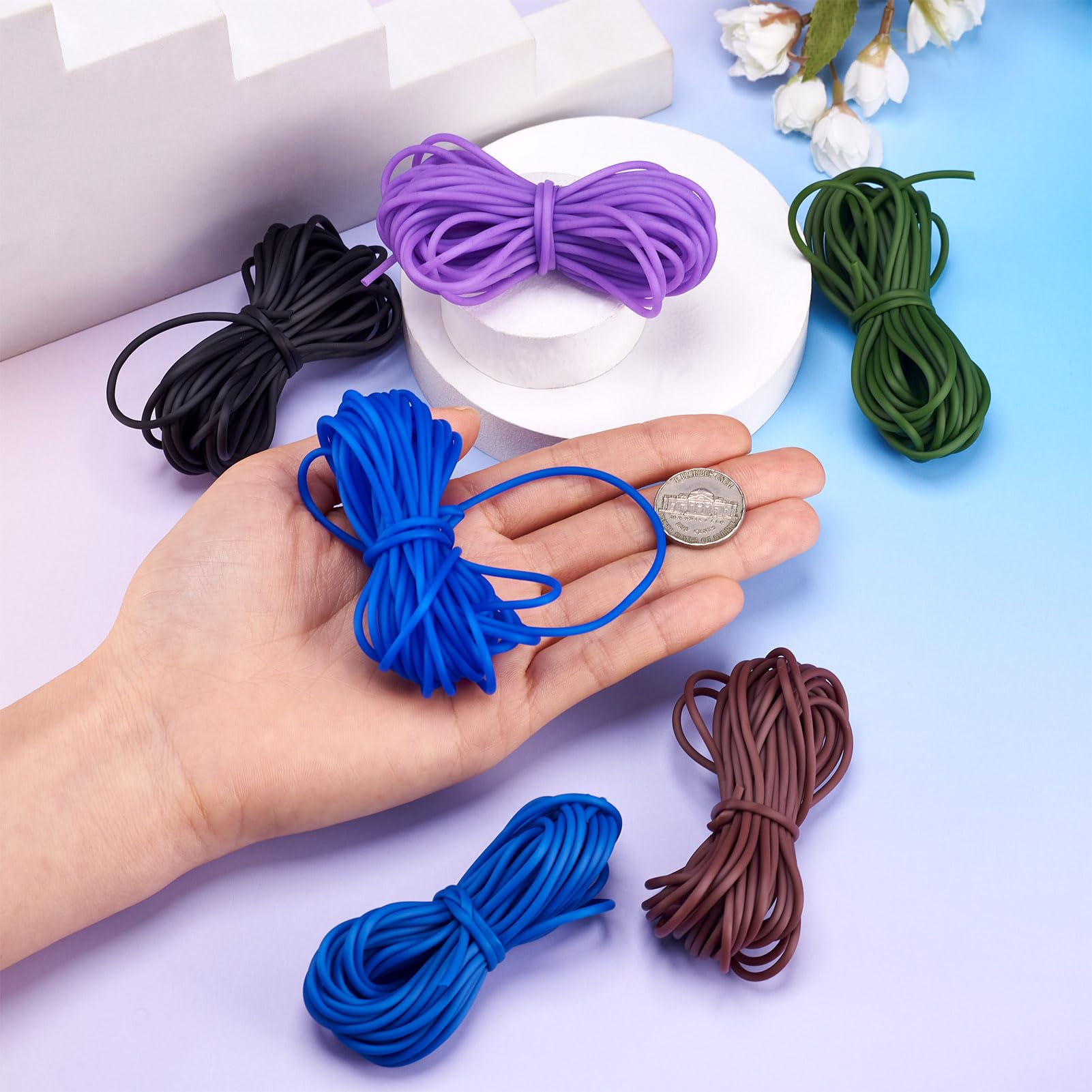 Spritewelry 30M Hollow Pipe Tubuing Rubber Cord 2mm Silicone Cord Round Tube Thread String with 1mm Hole for DIY Crafts Jewelry Bracelet Necklace Making 6 Colors - Image 4