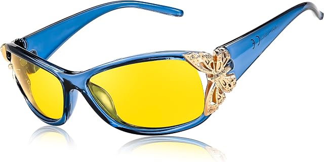 FEISEDY Verres de vision nocturne polarisés pour les femmes Lentille jaune Anti Glare Sécurité Conduite UV Protection B0103