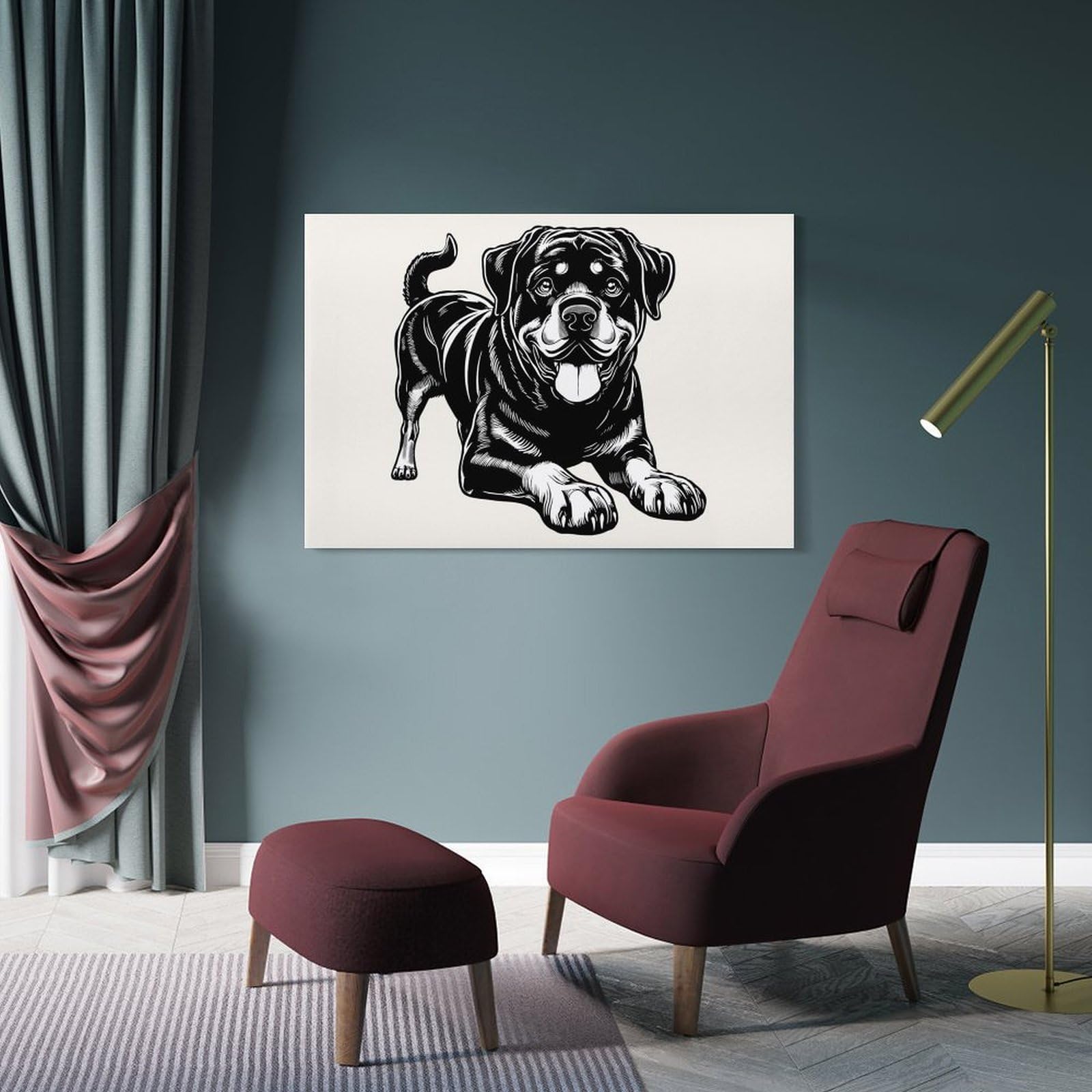 Junmoney Rottweiler(3) Decorative Canvas Print 24x36inch(60x90cm), for Corridors, Hallways Or Apartment Entries, Decorative Wall Art for Narrow Spaces