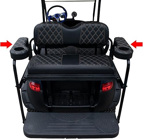 Miniatura 2 de NOKINS Reposabrazos de carrito de golf con portavasos de diamante, sin necesidad de perforación, reposabrazos plegable con bisagra para carrito de