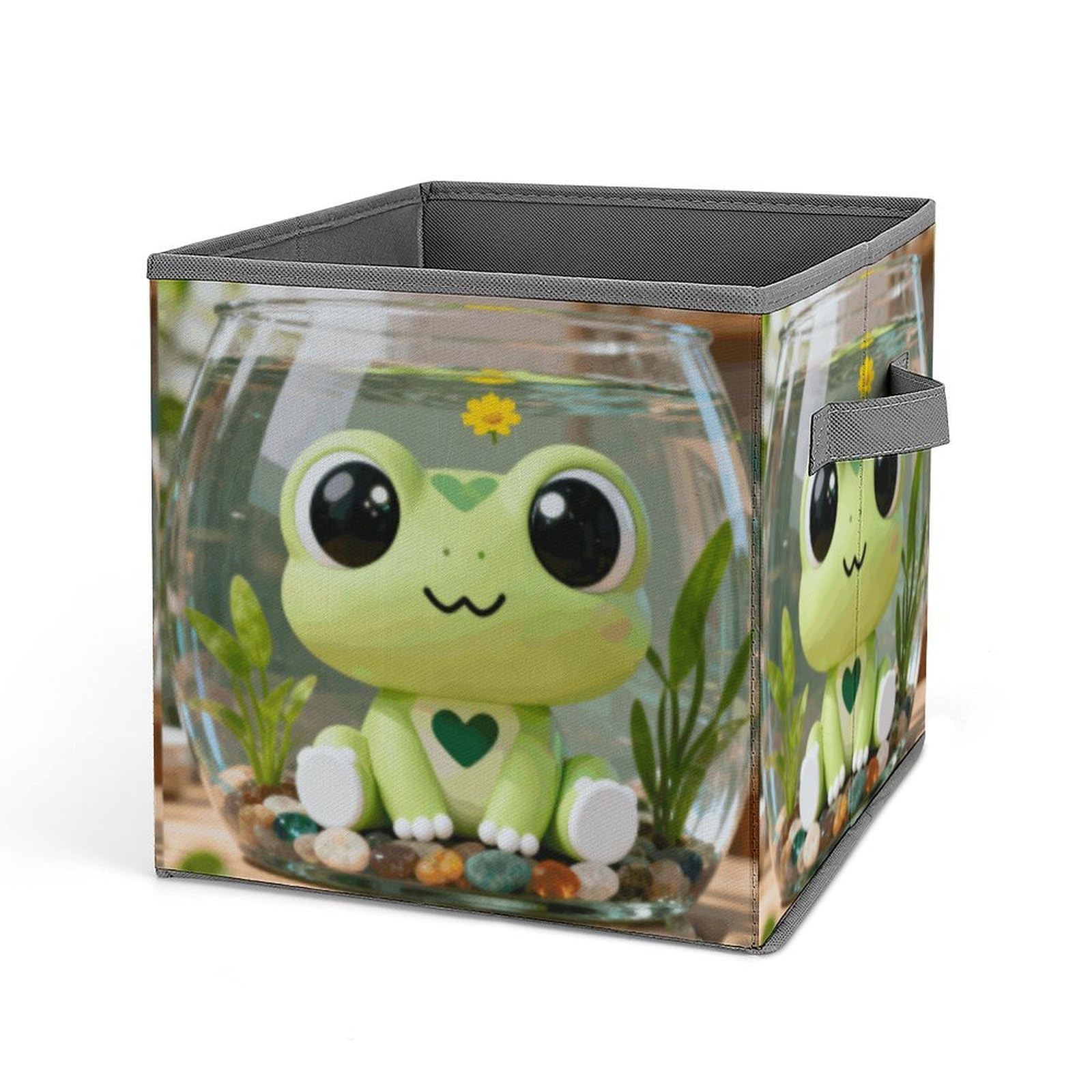 VstaDank Frog Storage Bin Collapsible Storage Cubes Organizer Oxford Cloth Storage Box with Dual Handles Large Stackable Closet Storage Bins for Sheets Hat Sweater