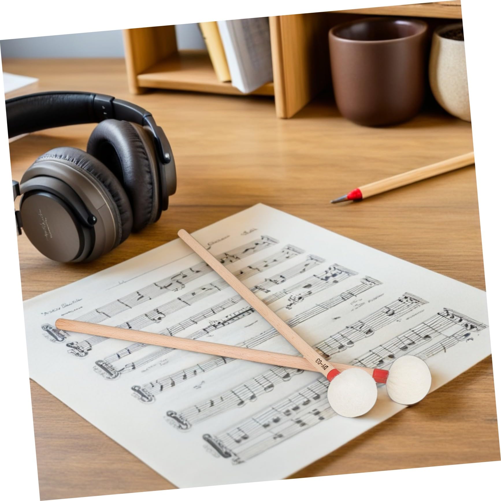 Mikinona 4 Sztuki Częściowy Pałek Do Timpani z Białą Główką Filcową i Ergonomicznym Drewnianym Trzonkiem Czerwonym Kolorze Miękkie Perkusyjne dla Profesjonalistów i Początkujących Do