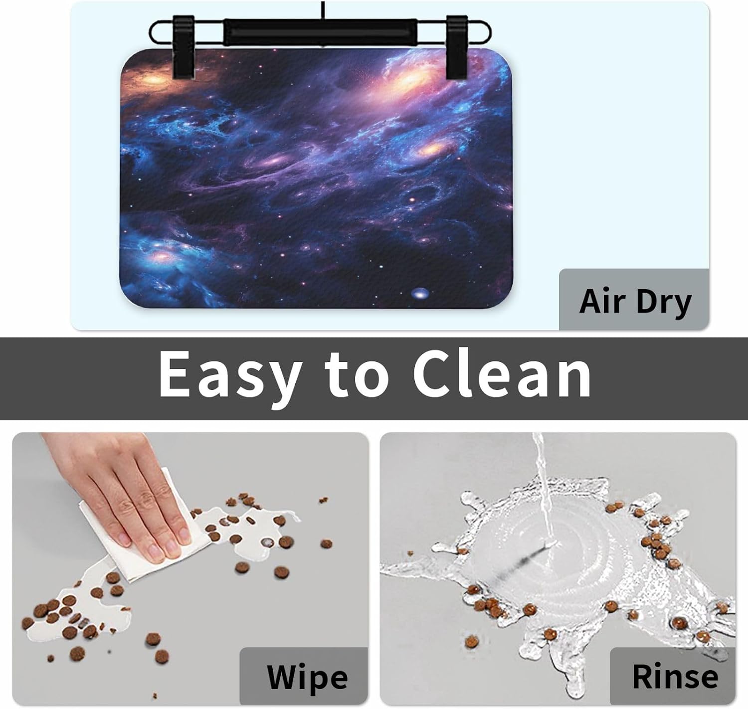 Blue Purple Galaxy (12) Pet Food Mat Dog Non-Slip Feeding Mat Cat Bowl Mats Pets Placemat for Food and Water 40x60cm