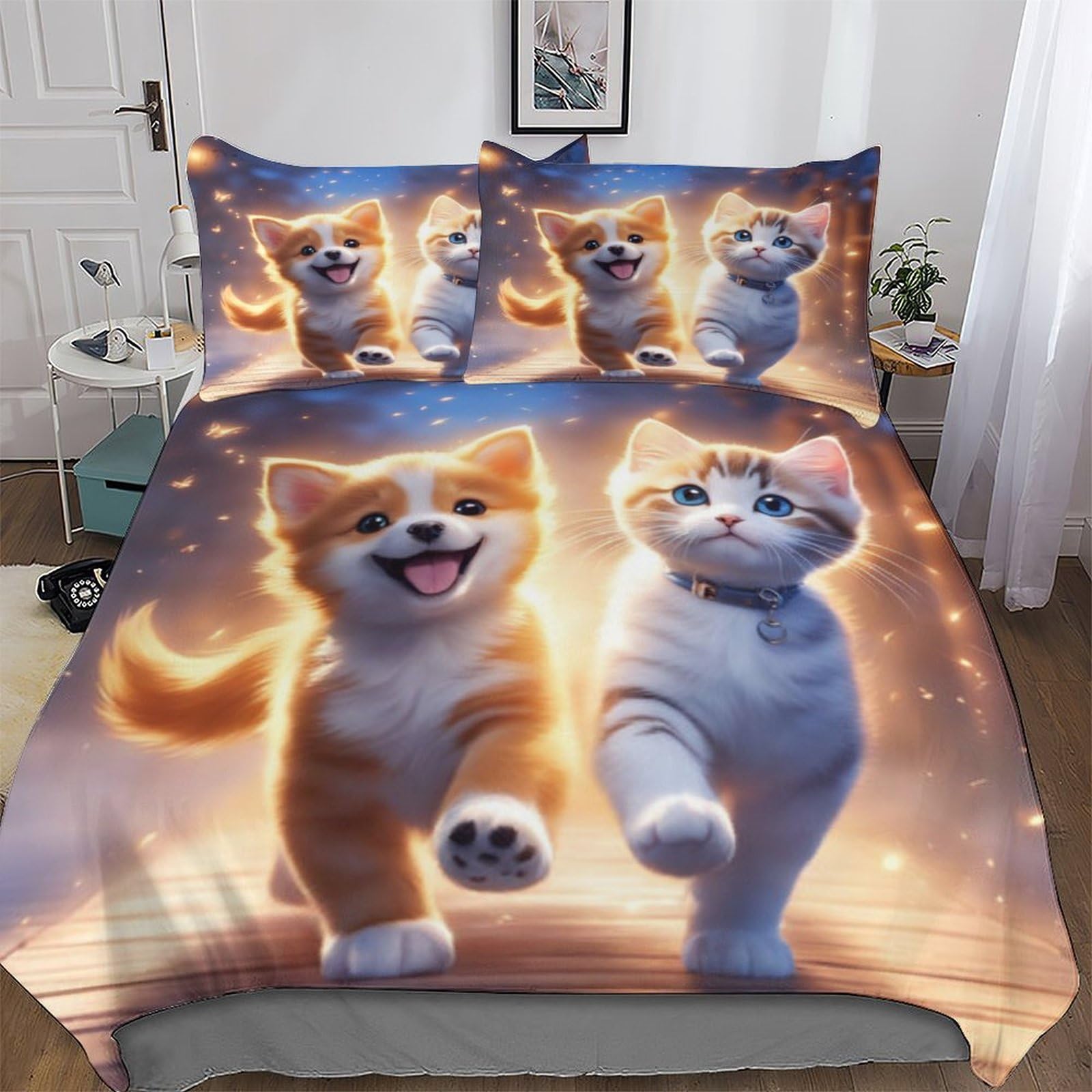 Housse de couette chat 200x200 microfibre douce qui ne froisse pas