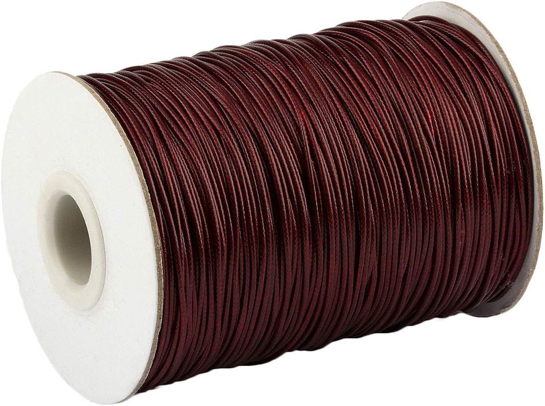 Polyester Flat Waxed String Line 1mm X 175 Yards (525feet) for Bracelets,Leather Sewing, Leather Craft Jewelry Craft DIY Sewing Wax Thread Macrame Cord Burgundy MC8