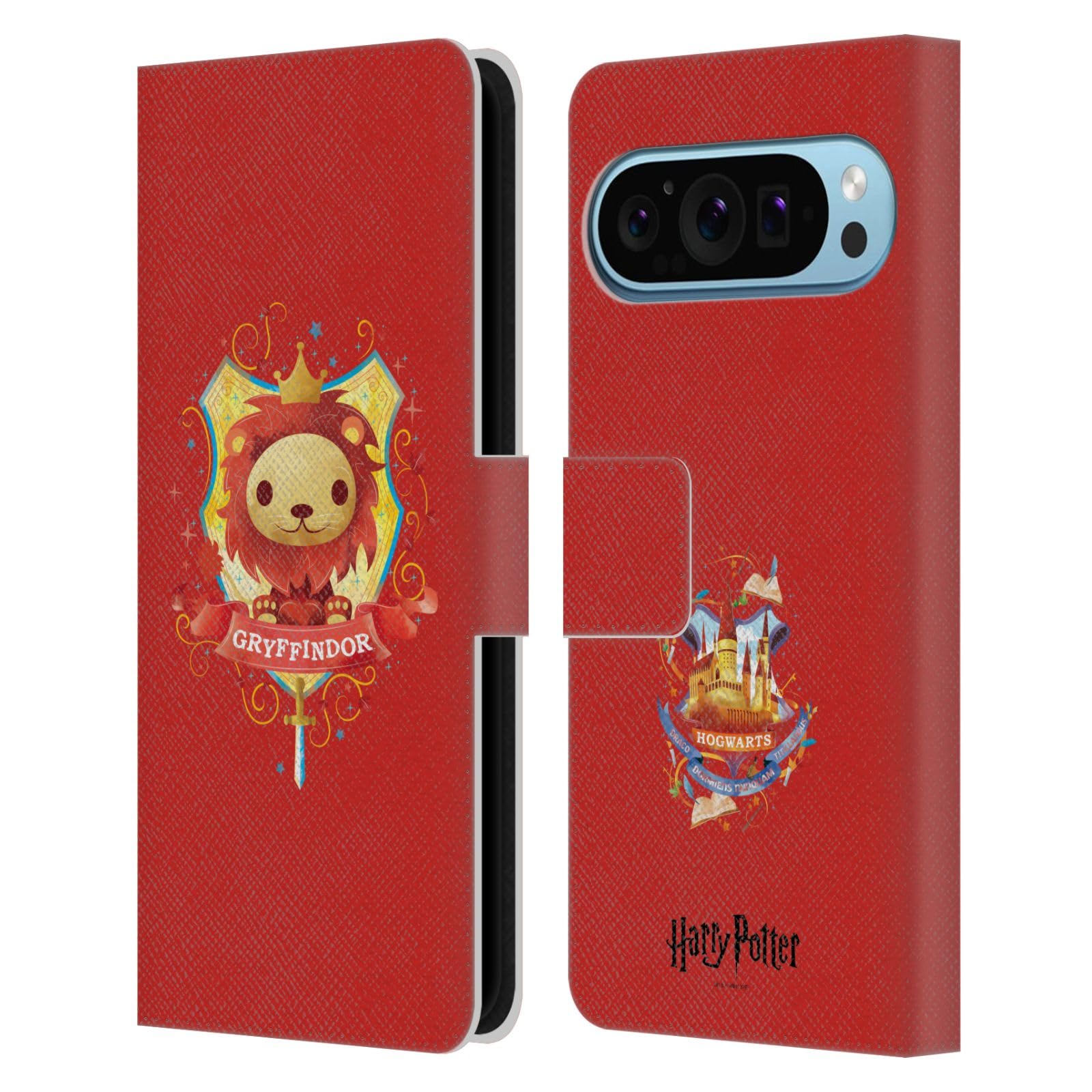 Head Case Designs Officially Licensed Harry Potter Gryffindor Deathly Hallows II Leather Wallet Case Compatible with Google Pixel 9 / Pixel 9 Pro