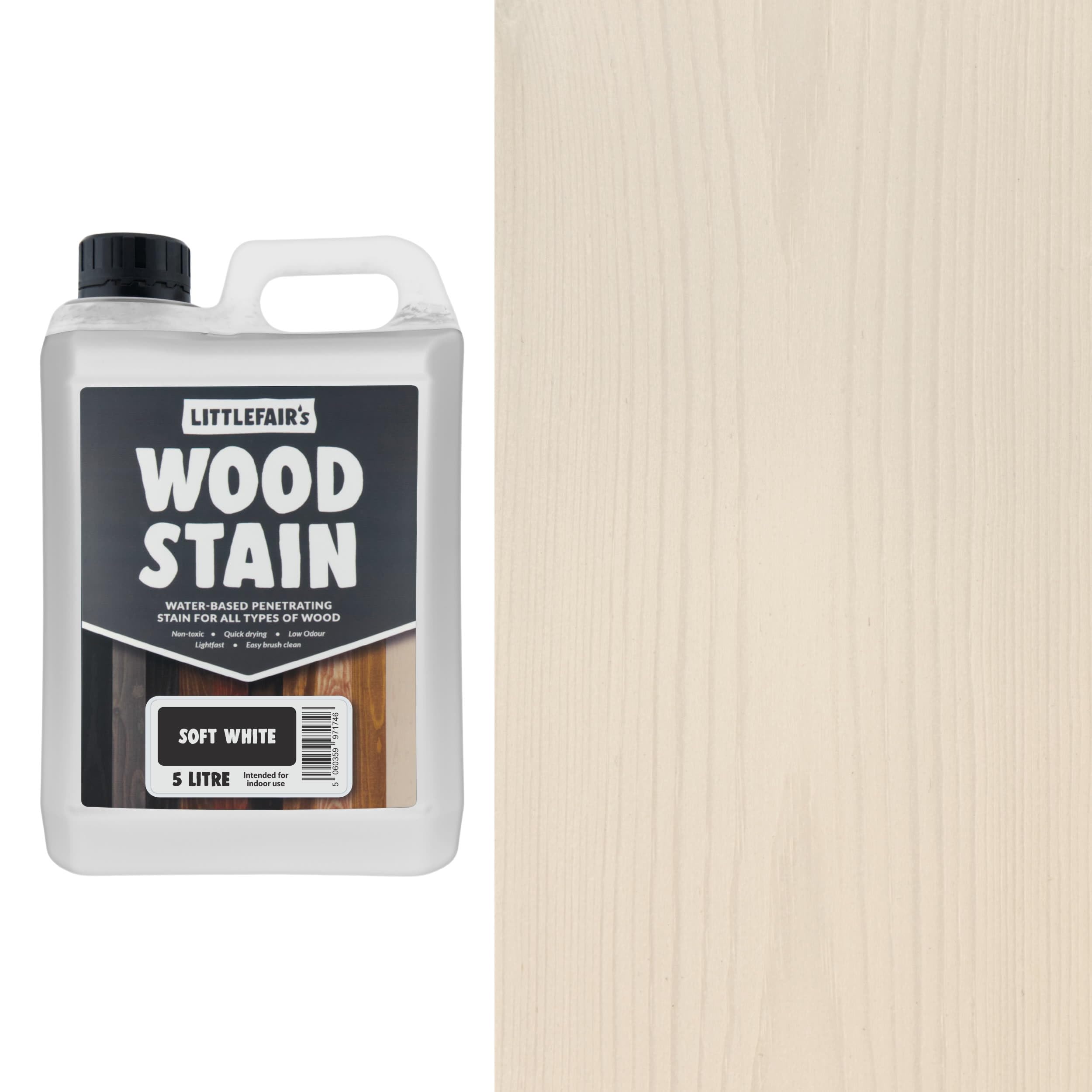 Littlefair's - Water-Based Wood Stain - Soft White - 5.2kg
