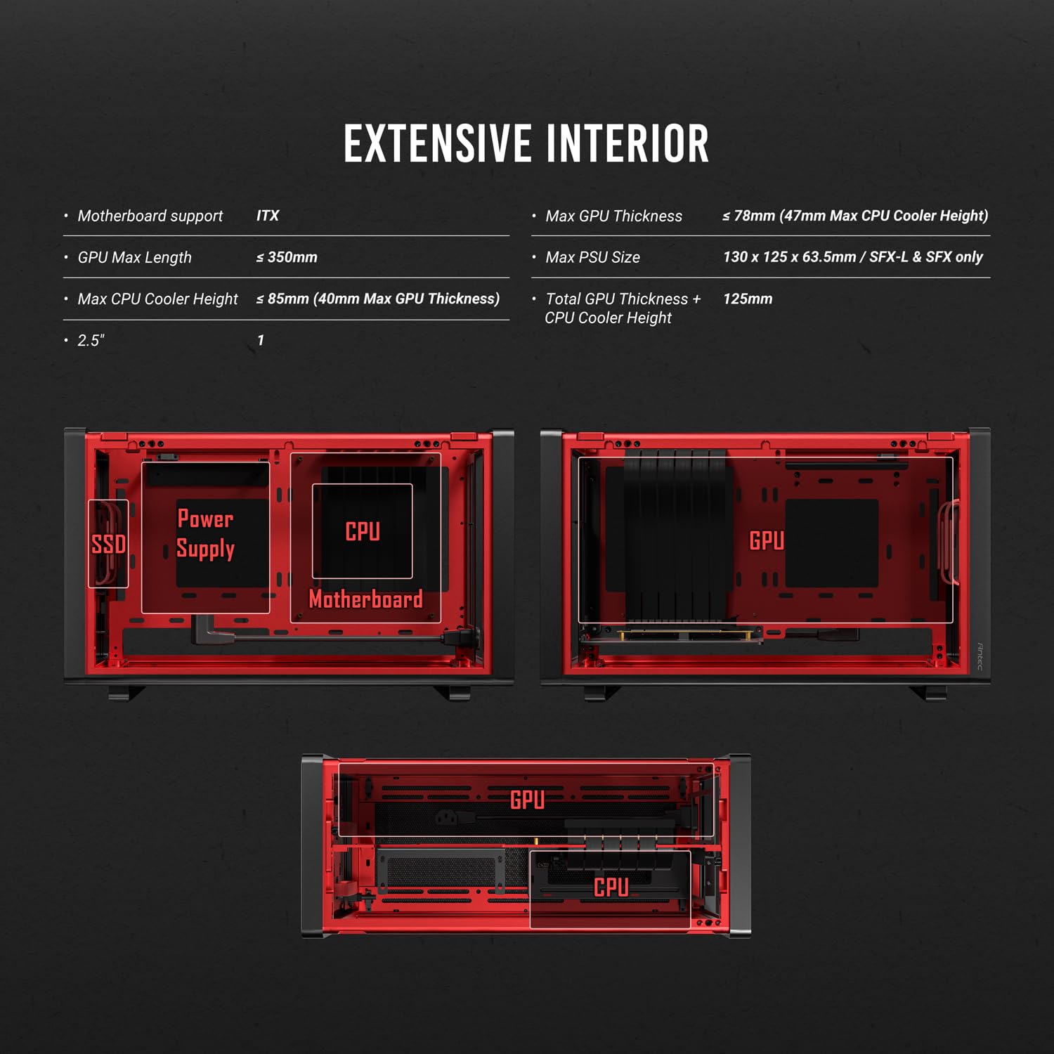 Antec Performance 1 M Nero Mini ITX PC Gaming Case