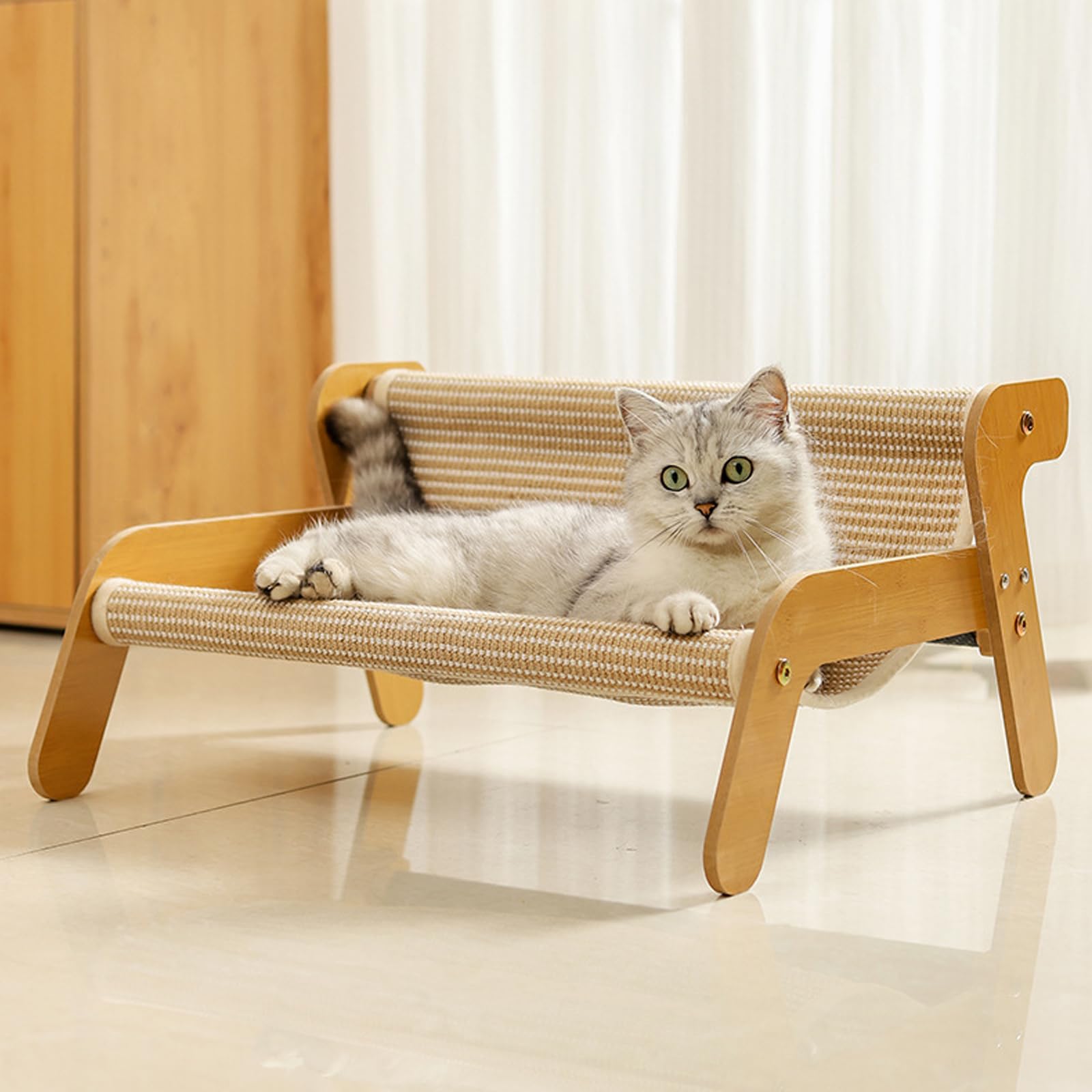 The Claw Lounge, lounge per gatti con artigli per gatti, sedia per gatti in sisal, amaca 2 in 1, resistente all'usura, per gatti da interni (stile lino)