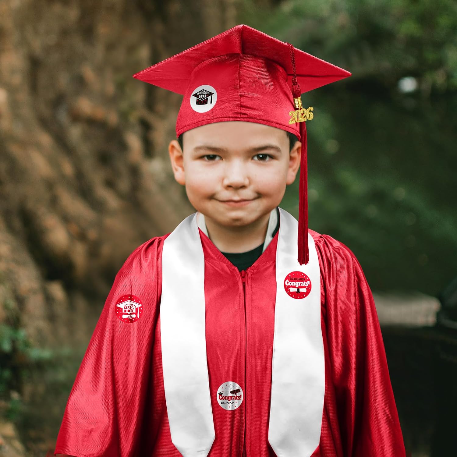 Zhanmai 2026 Preschool and Kindergarten Graduation Cap Gown Stole Set with Tassel Certificate Sticker for Kid Toddler Gift