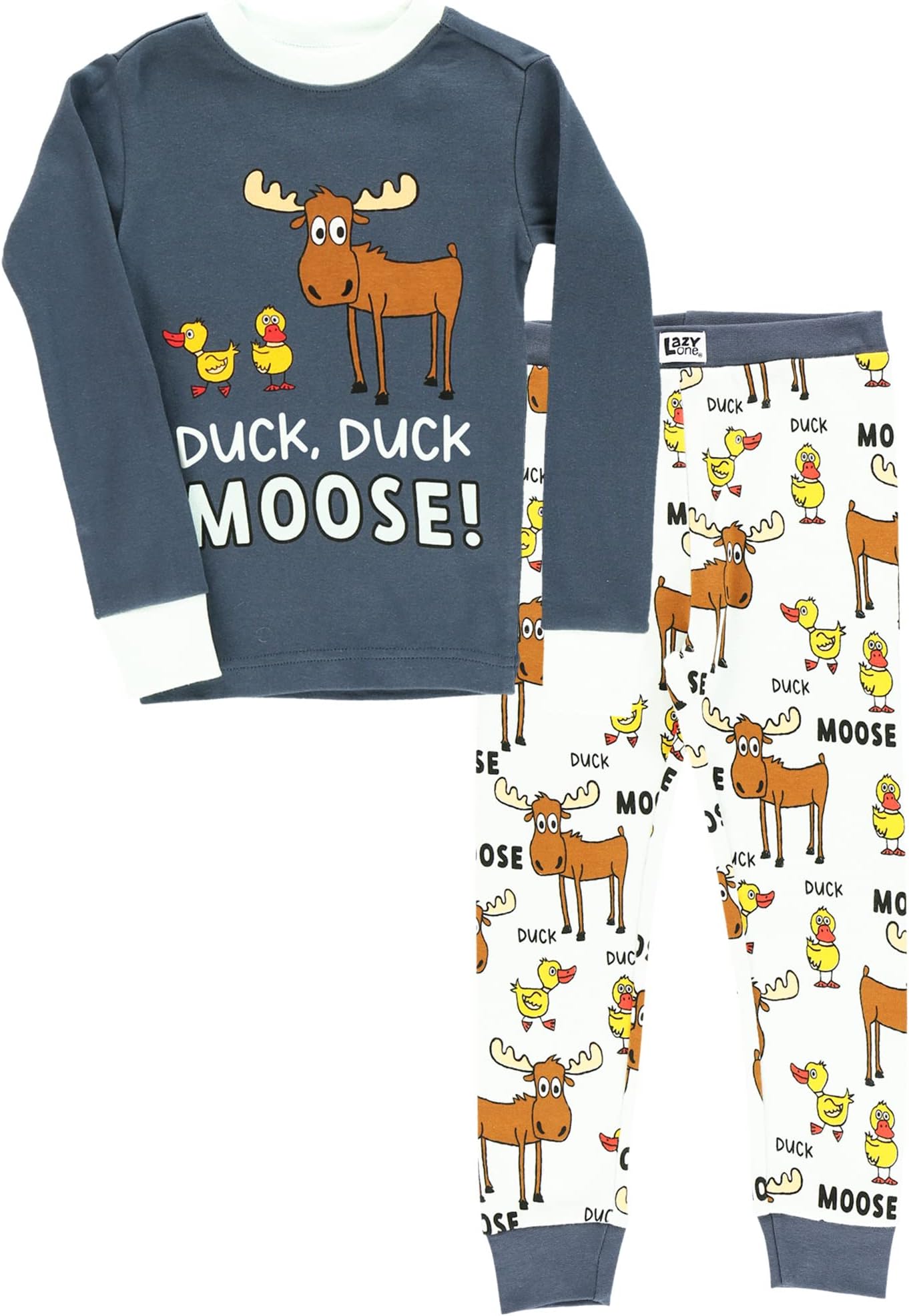Lazy OneWarm Long-Sleeve PJ Sets for Girls and Boys, Cozy, Comfy, Funny Kids' Pajama Sets, Animal, Bear & Moose