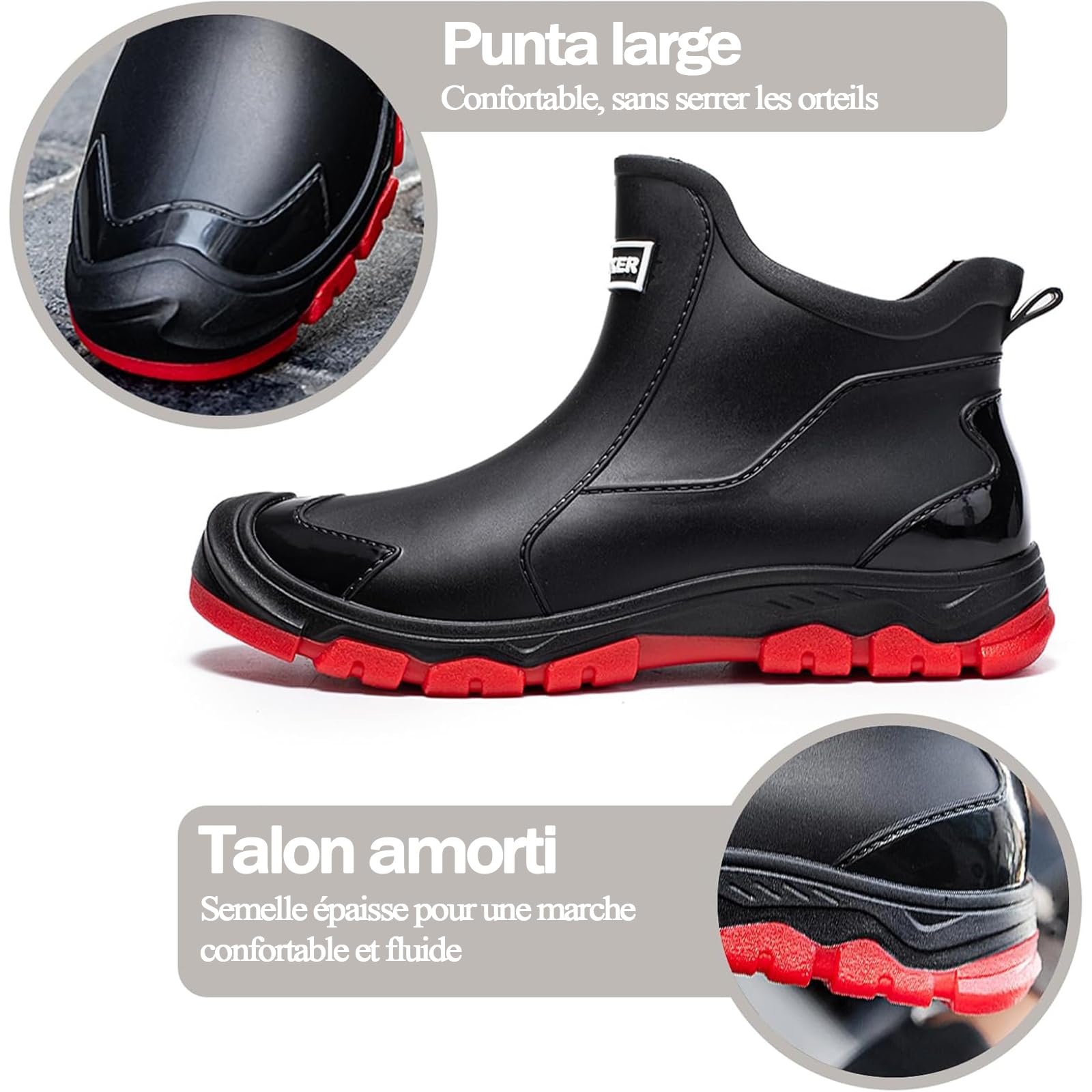Bottes Caoutchouc Homme Bottes de Pluie Femme ImperméAbles à l'eau AntidéRapantes Chaussures de Travail Homme Bottes Jardin Élégant et Confortable LumièRe Doux 38-46EU