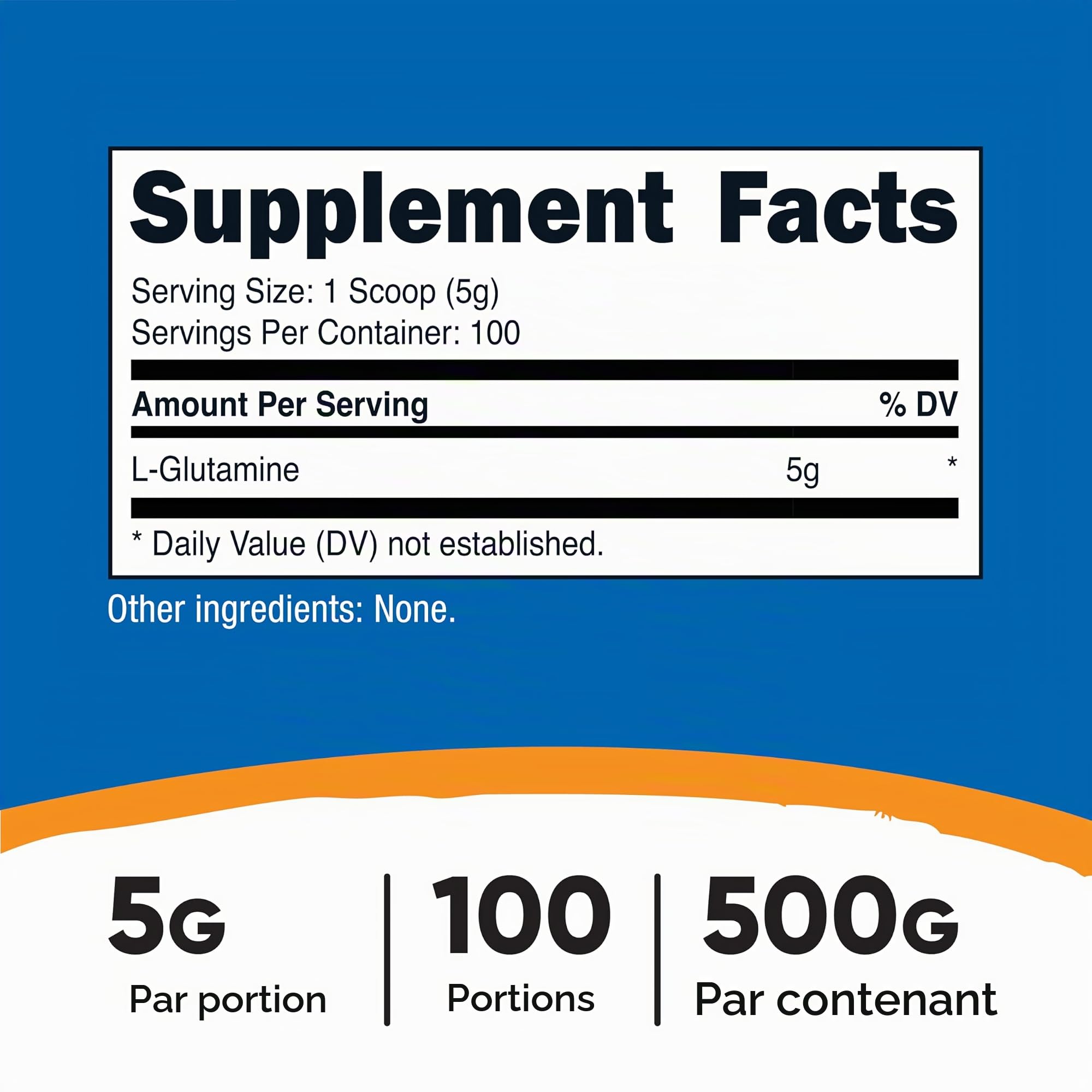 Nutricost L-Glutamine en Poudre (500 Grammes) Sans Saveur - Sans Gluten & Non-OGM, 100 Portions