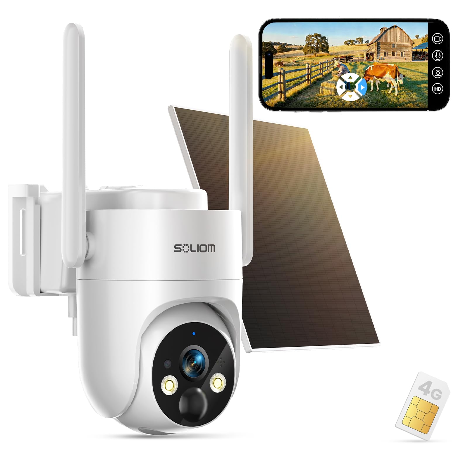 SOLIOM S90 4G LTE Cellular Security Camera with solar panel