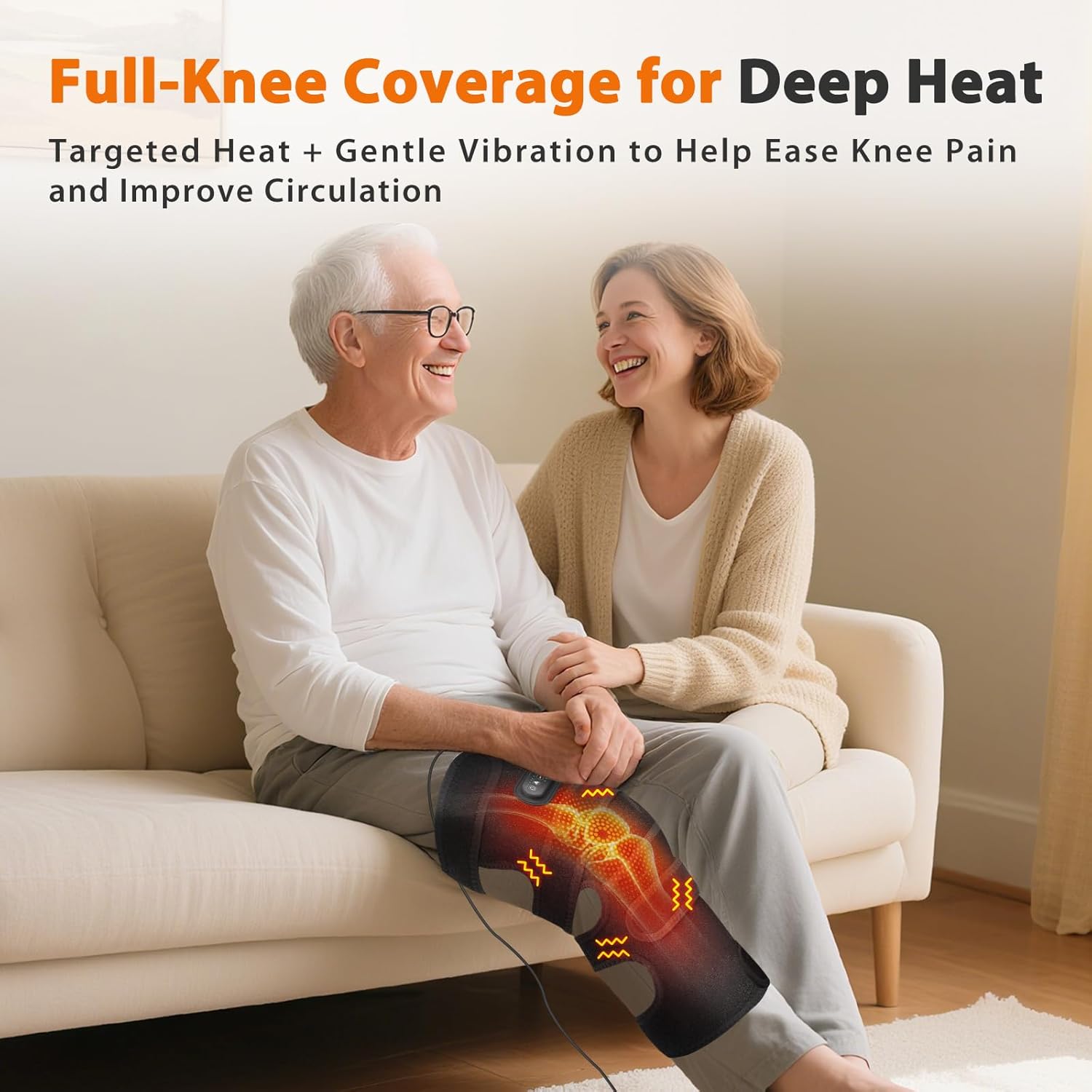 Knee Heating Pad for Pain Relief, Knee Massager with Heat, Heating Knee Brace Wrap, 3 Heat Settings, 5 Vibration Modes, Timer, Extra Long Cord, Perfect for Dad Mom Elders - Image 7