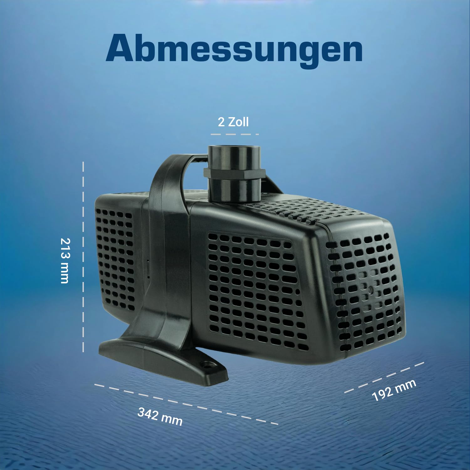 Power Teichpumpe 230 V – 20.000 L/H, 10m Kabel, 7,5m Förderhöhe, Vorfilter, 420 Watt, Wasserpumpe, Bachlaufpumpe, Wasserspielpumpe | Brunnenpumpe | Tauchpumpe | Springbrunnen-Pumpe | KEP20000N