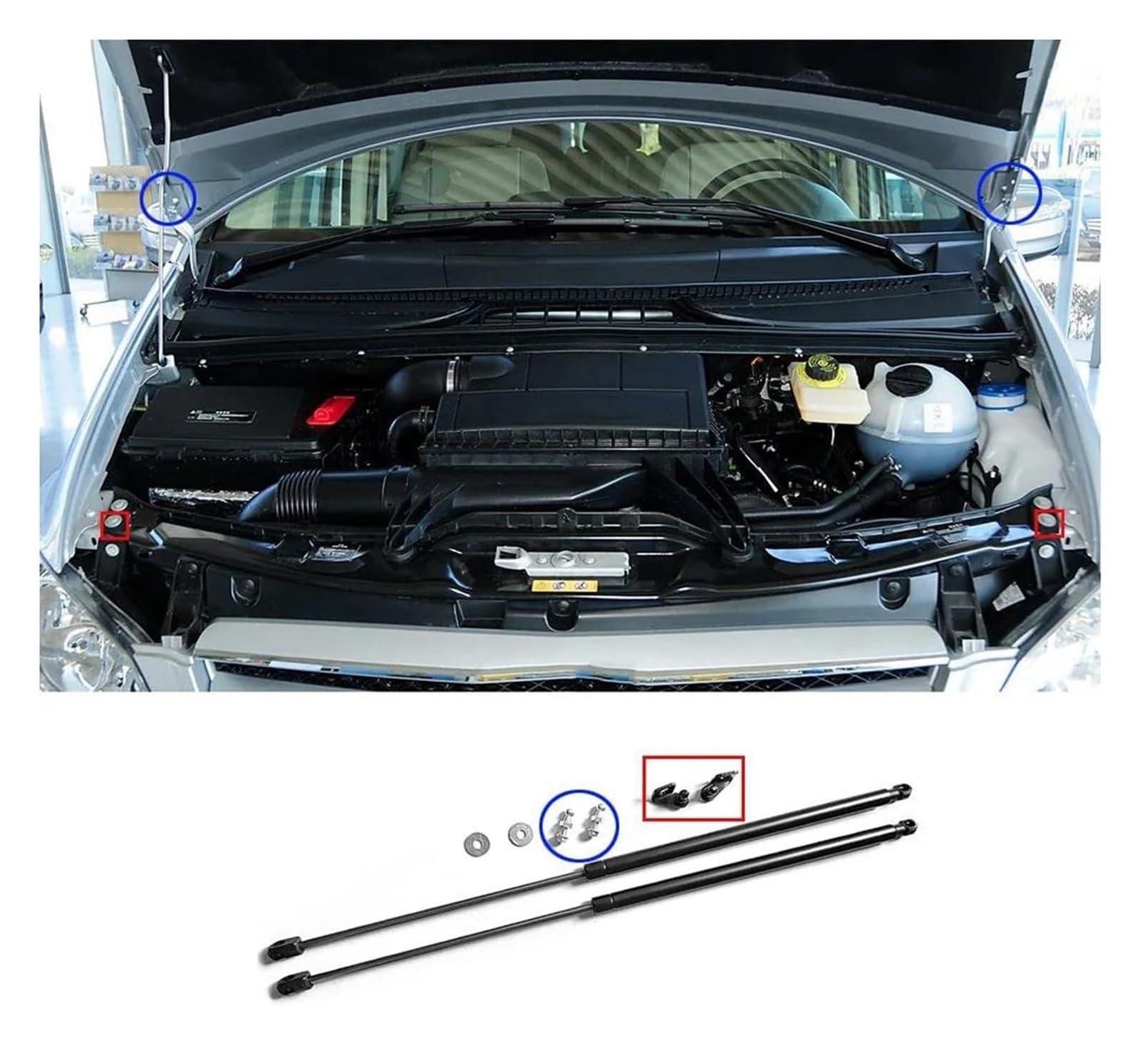 Capot Avant Ressort pour Benz pour Vito pour Valente pour Classe V W639 2004-2013 Couvercle De Capot Avant Voiture Ressort Gaz Ascenseur Barres Jambe Force Tige Hydraulique(Carbon Black)