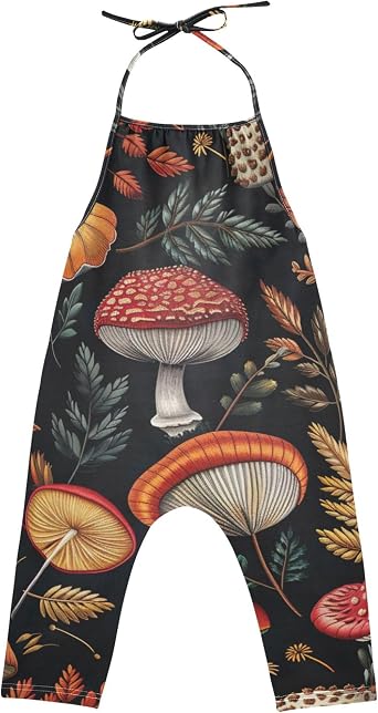 Joisal Vintage Mushrooms Toddlers Rompers Jumpsuits Little Girls Daycare One Piece Overall Cotton Outfits 3t