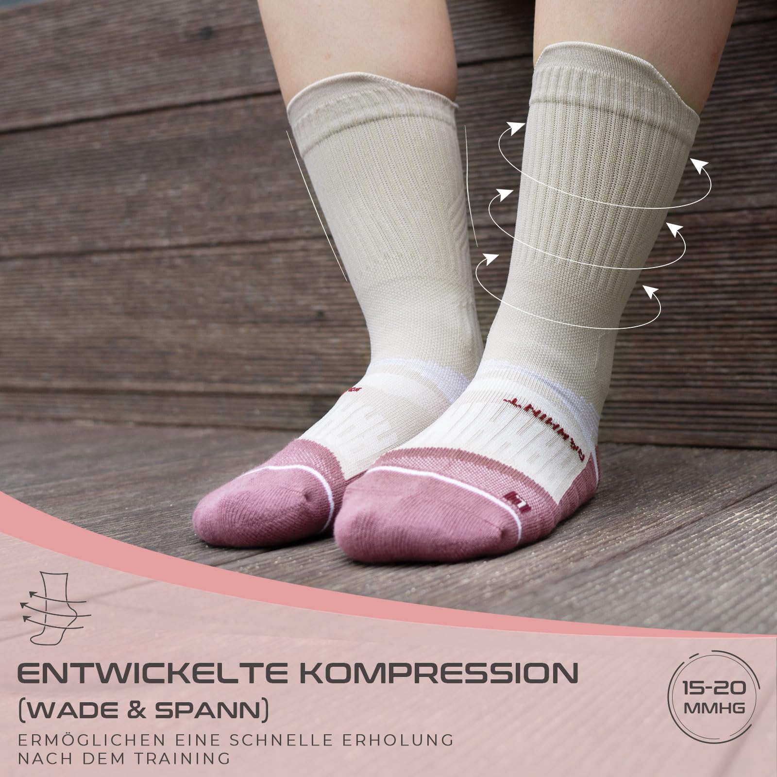 Rahhint Coolmax Chaussettes Compressionde Running Femme Anti-ampoules Protection Chevilles Sans Coutures avec Languette lot de 3