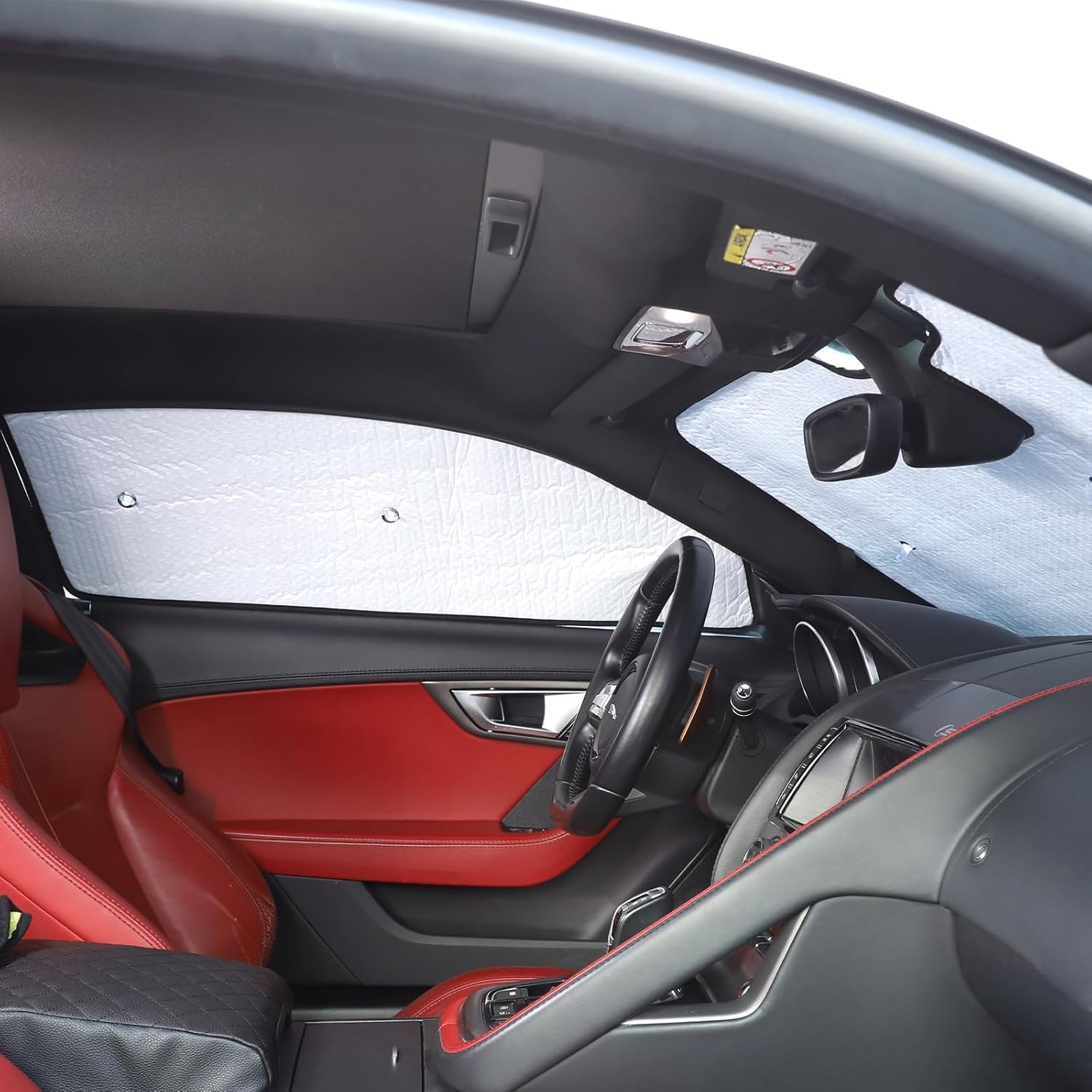 Car Windshield Sun Shade Compatible with Jaguar F-Type 2013-2024， Window Sun Visor Protector,UV Protection Heat Insulation Windshield Sunshade (6 Piece)