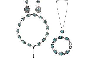 4 Pieces Bohemian Turquoise Jewelry Set: Chic Western Accessories for Women with...