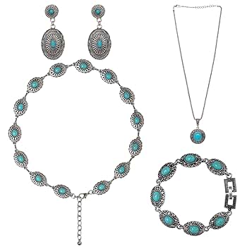 Amazon.com: Fumwase 4 Pieces Bohemian Turquoise Jewelry Set