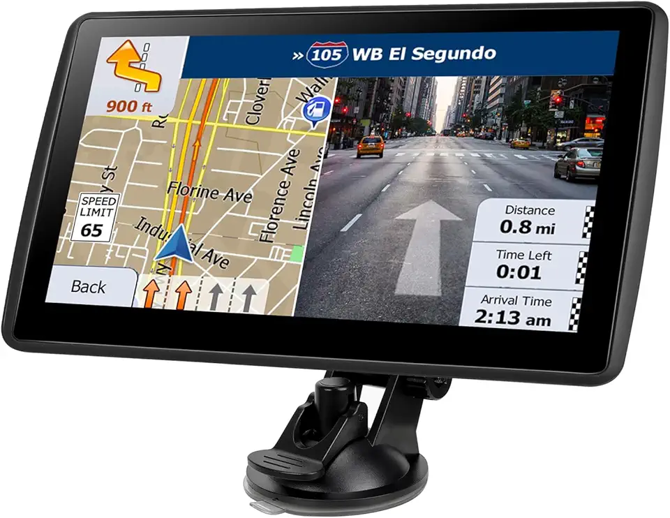Navegador GPS de 18 cm para carro, caminhão, trailer, atualizações vitalícias gratuitas de mapas da América do Norte 2026, sistema de navegação com tela sensível ao toque, aviso de velocidade e luz