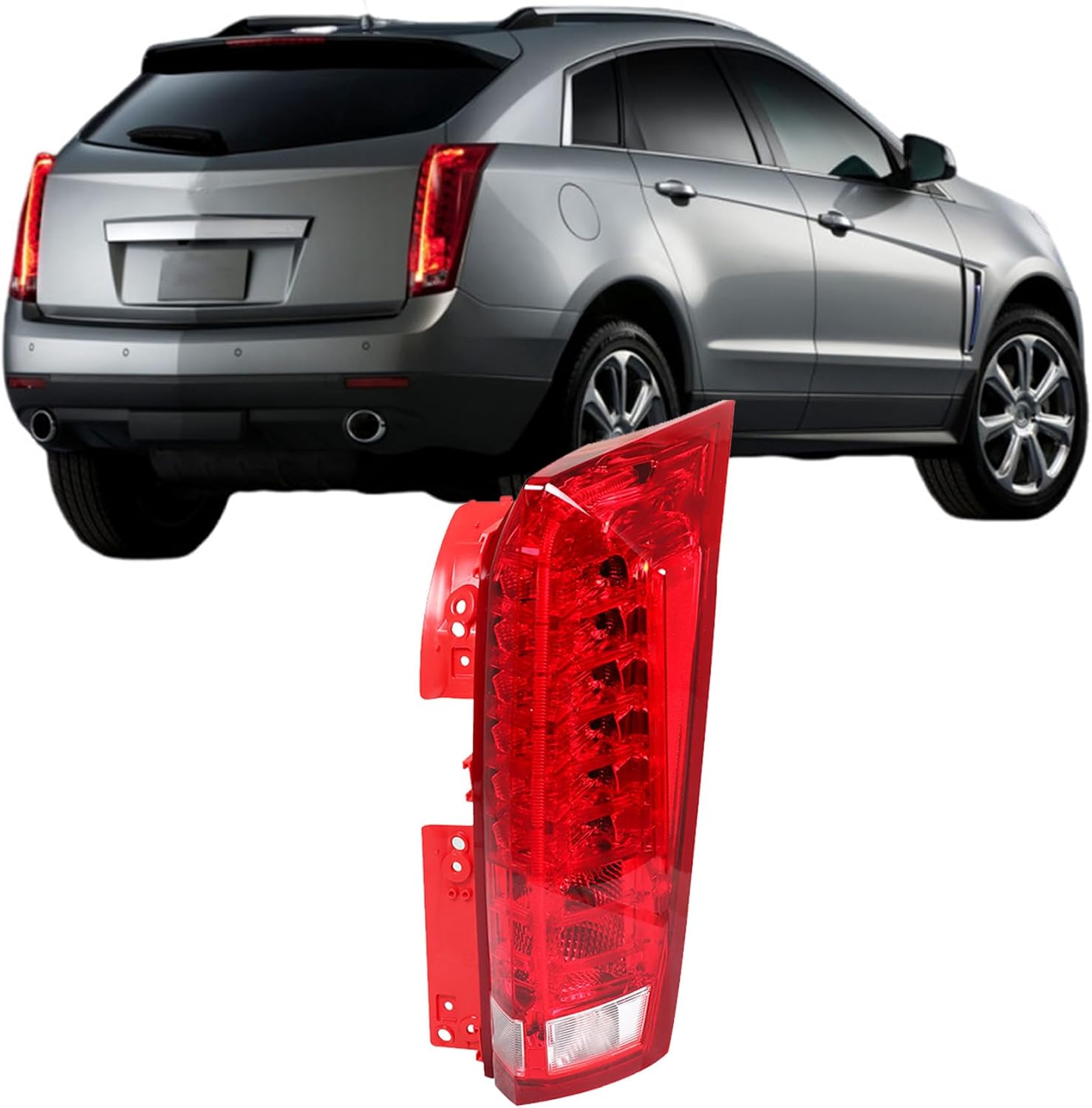 Silscvtt Passenger Right Side Replacement for SRX 2010-2016 RH Rear Tail Lamp Brake Light Red Lens 22774015 GM2801255