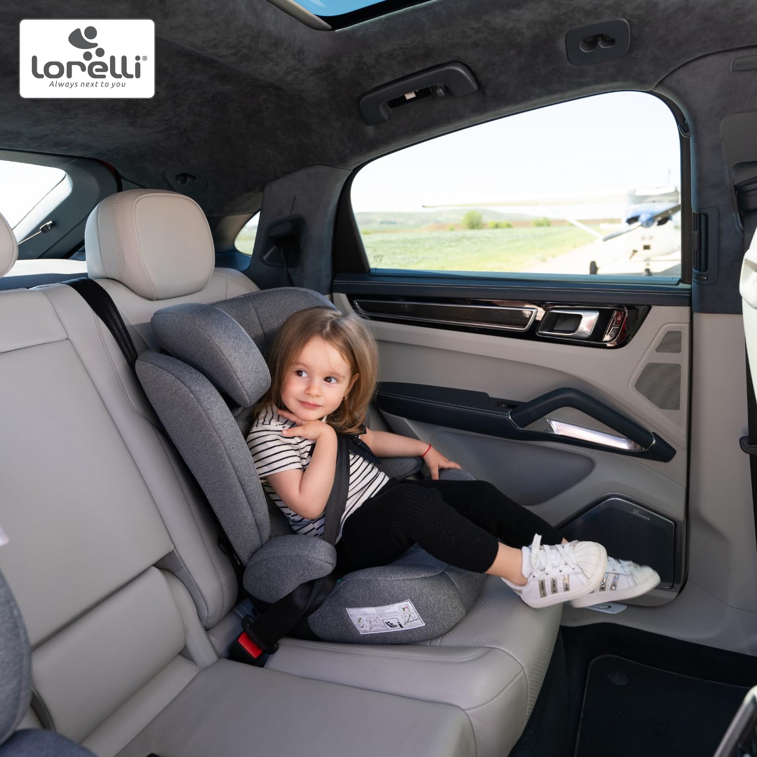 Lorelli Auto Kindersitz Colombo i-Size, mitwachsender Autositz für Kinder von 76-150 cm, Babysitz, Autokindersitz, Einstellbare Kopfstütze, 5-Punkt-Sicherheitsgurt, gelb