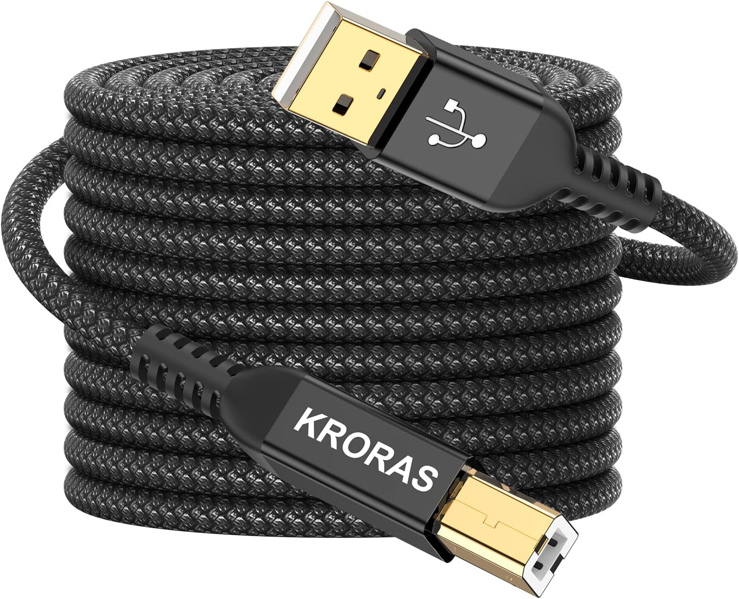 USB 2.0 Printer Cable 20 feet, USB Type A Male to B Male Scanner Cord High Speed for HP, Canon, Dell, Epson, Lexmark, Audio Interface, Midi Keyboard and More