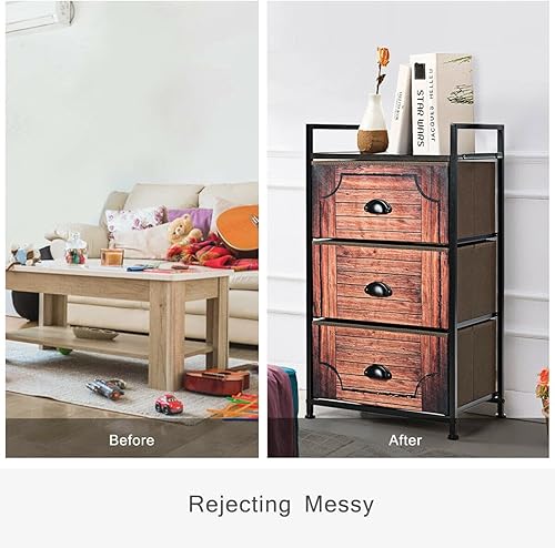 Miniatura 6 de Safeplus Organizador de almacenamiento de tela para cajones, estantes de armario de 3 cajones, marco de metal resistente con parte superior de