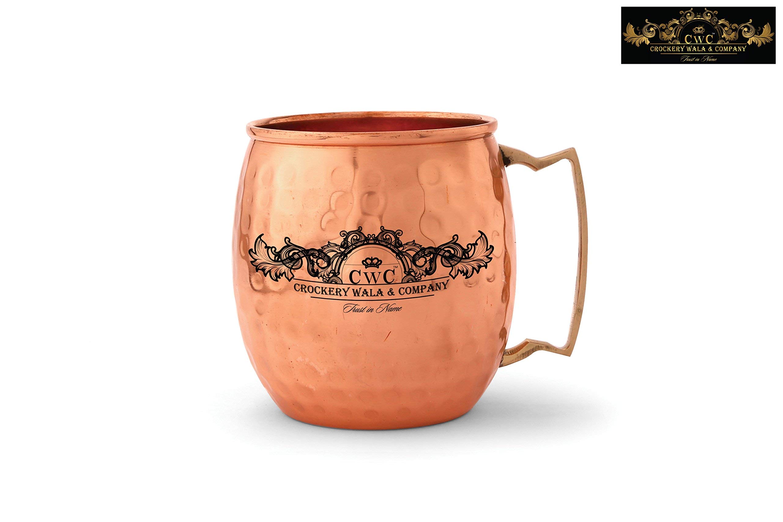 CROCKERY WALA & COMPANY AND 99.5% Pure Solid Copper Handmade Moscow Mule Hammered Mug