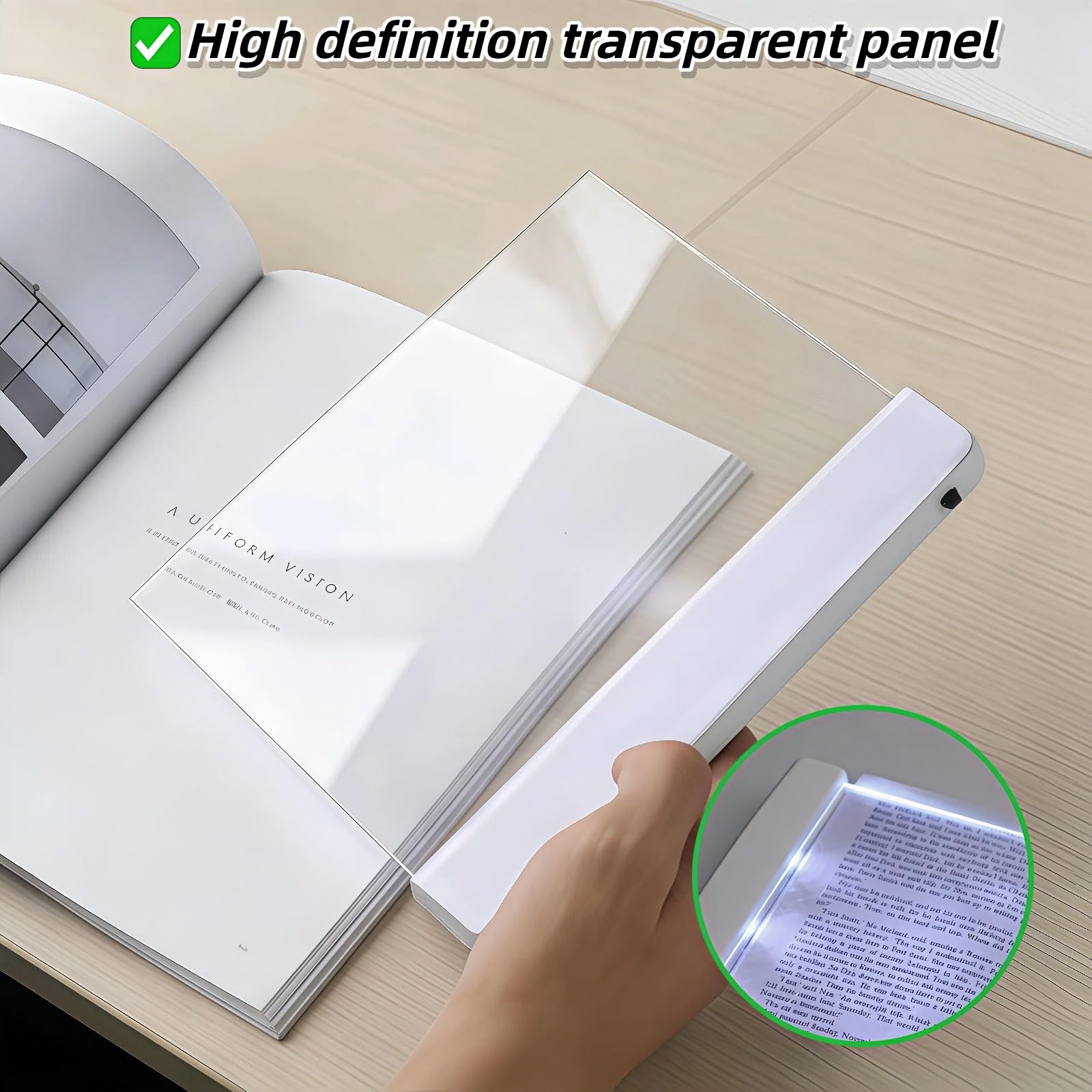 Buchlicht LED Flachbildschirm - Kabellose Clip-On-Augenpflege Seitenlicht für Nachtbett Leselicht, blendfreie tragbare Leselampe für Studenten Erwachsene, Weiß