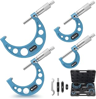 Neoteck 4-PCS Mechanical Outside Micrometer Set (0-25mm, 25-50mm, 50-75mm, 75-100mm) | Precision Measuring ...