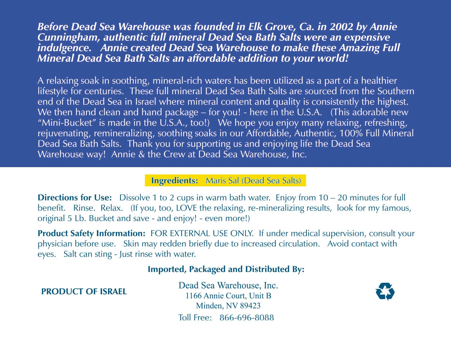 Dead Sea Warehouse Amazing Minerals Full-Mineral Dead Sea Bath Salts