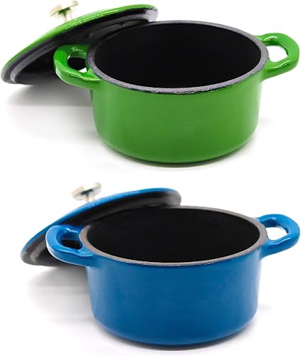 Miniatura 8 de RJ Legend Mini cocotte de 8.5 onzas con tapa, juego de 3 hornos holandeses pequeños para hornear, moldes de hierro fundido esmaltado, 0.25 cuartos