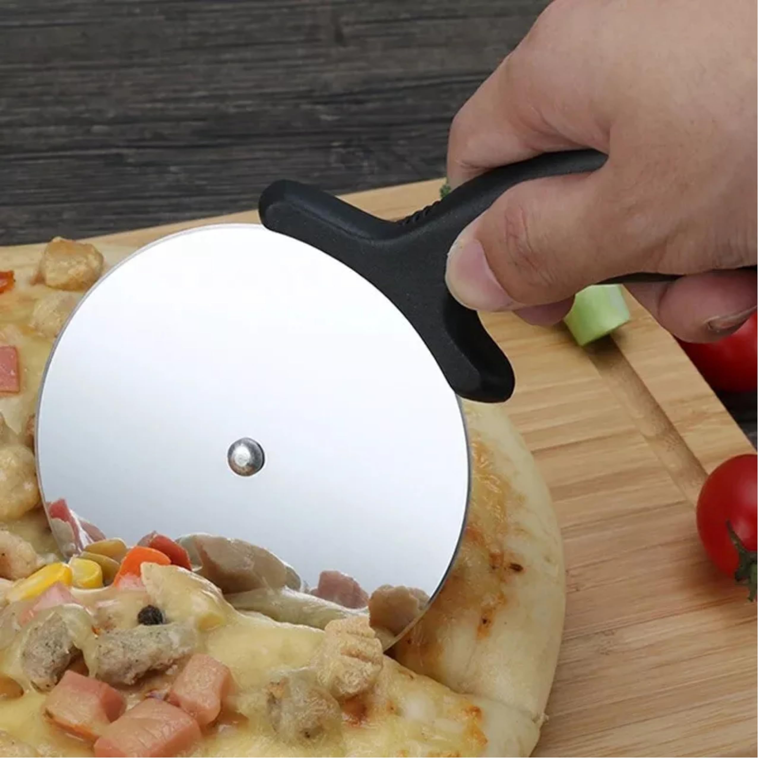 Stainless Steel Pizza Cutter With Finger Guard - 3 Inch Sharp Wheel, Ergonomic Handle, Easy To Clean - View #5